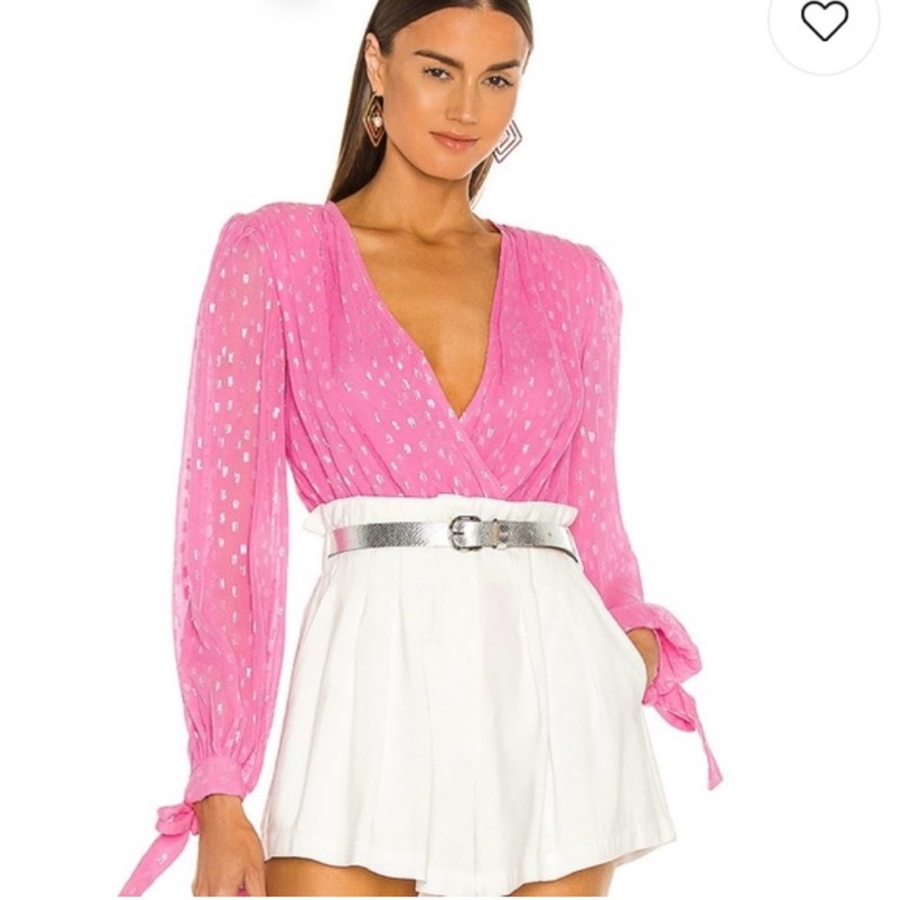SHEIN Pink V-Neck Bodysuit